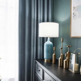 Cortina Blackout Azul Sólida Feita Sob Medida, Moderna, Simples, Para Sala De Estar, Quarto, Tecido