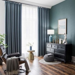 Cortina Blackout Azul Sólida Feita Sob Medida, Moderna, Simples, Para Sala De Estar, Quarto, Tecido