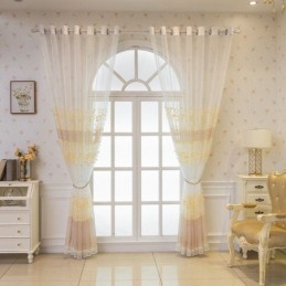 Cortina Nórdica Transparente Sob Medida Com Bordado De Videira Para Sala De Estar E Quarto