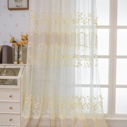 Cortina Nórdica Transparente Sob Medida Com Bordado De Videira Para Sala De Estar E Quarto