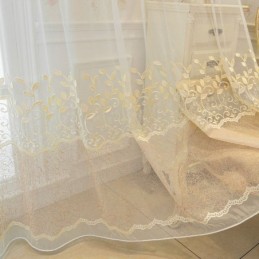 Cortina Nórdica Transparente Sob Medida Com Bordado De Videira Para Sala De Estar E Quarto