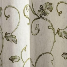 Cortina Estilo Japonês Feita Sob Medida Cortina Minimalista Com Folhas Verdes Bordadas Sala De Estar Quarto