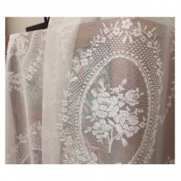 Cortina Transparente Estilo Europeu Feita Sob Medida, Painel De Cortina De Renda Rosa E Espelho, Voile, Janela Saliente Para Varanda, Uma
