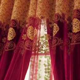 Cortina Transparente Minimalista De Voile Clássico Feita Sob Medida, Cortina Jacquard Europeia Para Sala De Estar E Janela