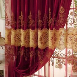 Cortina Transparente Minimalista De Voile Clássico Feita Sob Medida, Cortina Jacquard Europeia Para Sala De Estar E Janela
