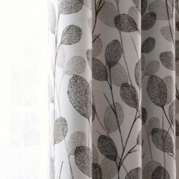 Cortina Simples Com Estampa De Folhas Sob Medida, Tecido Cinza Estilo Nórdico Para Sala De Estar, Quarto E Estudo