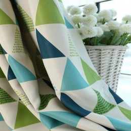 Cortina De Geometria Nórdica Sob Medida Cortina Triângulo Verde Sala De Estar Quarto Tecido