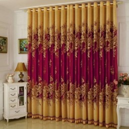 Cortina Luxuosa Transparente Feita Sob Medida, Jacquard, Amarelo, Peônia, Sala De Estar, Quarto, Janela