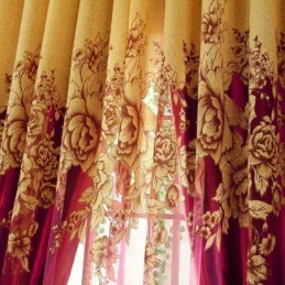 Cortina Luxuosa Transparente Feita Sob Medida, Jacquard, Amarelo, Peônia, Sala De Estar, Quarto, Janela