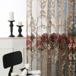Cortina Nórdica Transparente Feita Sob Medida, Cortina Luxuosa Respirável Com Bordado Para Sala De Estar