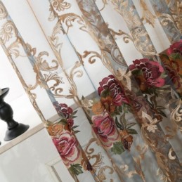 Cortina Nórdica Transparente Feita Sob Medida, Cortina Luxuosa Respirável Com Bordado Para Sala De Estar
