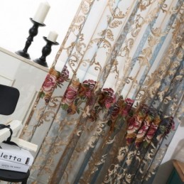Cortina Nórdica Transparente Feita Sob Medida, Cortina Luxuosa Respirável Com Bordado Para Sala De Estar
