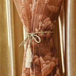 Cortina De Voile Minimalista Moderna Feita Sob Medida, Cortina Jacquard Marrom, Transparente Para Sala De Estar E Janela