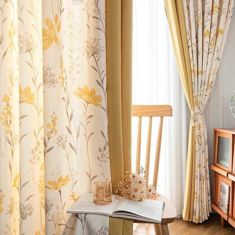 Cortinas Blackout Chevron Mosaico De Flores Americanas