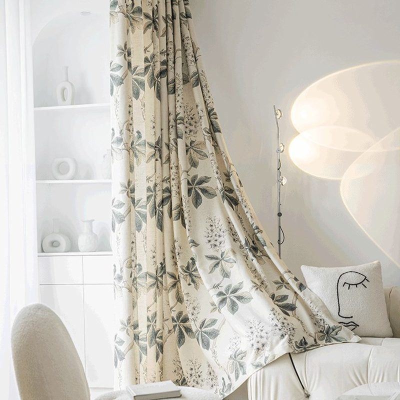 Cortinas Estilo Americano Com Estampa De Plantas