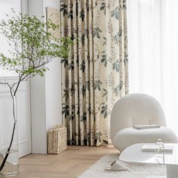 Cortinas Estilo Americano Com Estampa De Plantas