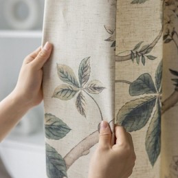 Cortinas Estilo Americano Com Estampa De Plantas