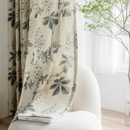 Cortinas Estilo Americano Com Estampa De Plantas