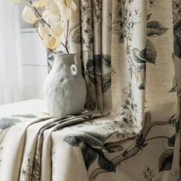 Cortinas Estilo Americano Com Estampa De Plantas