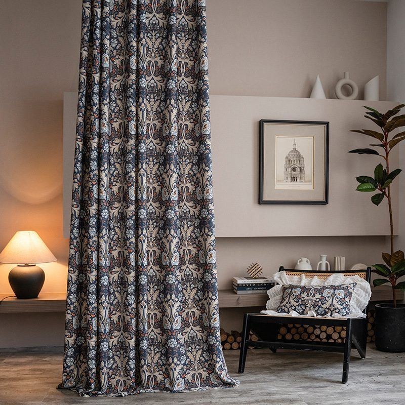 Cortinas Americanas De Algodão E Linho Com Estampa Floral