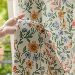 Cortinas De Linho Estilo Americano Com Estampa Floral Pequena