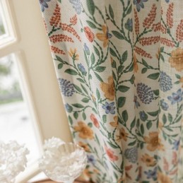 Cortinas De Linho Estilo Americano Com Estampa Floral Pequena