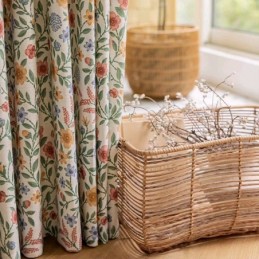 Cortinas De Linho Estilo Americano Com Estampa Floral Pequena