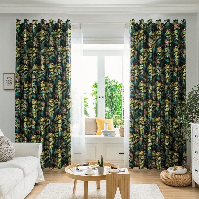 Cortinas De Alta Precisão Estilo Americano Com Folhas Impressas
