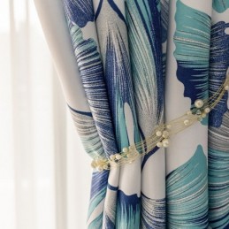 Cortina Sob Medida Cortina Estilo Nórdico Folha Estampada