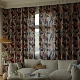 Cortina De Algodão Sob Medida, Estampada Com Plantas, Estilo Americano, Blackout