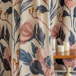 Cortina De Algodão Sob Medida, Estampada Com Plantas, Estilo Americano, Blackout