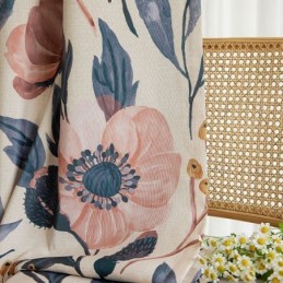 Cortina De Algodão Sob Medida, Estampada Com Plantas, Estilo Americano, Blackout