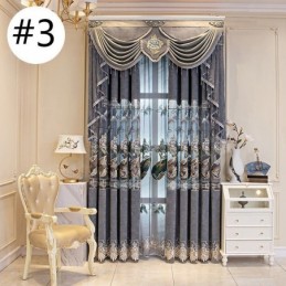 Cortina Semi Blackout Sob Medida Cortina Estilo Chinês Chenille Bordado Pipa Para Sala De Estar Quarto