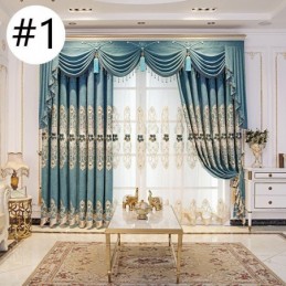 Cortinas Semi Blackout Com Bordado Floral Europeu Em Chenille Para Sala De Estar E Quarto