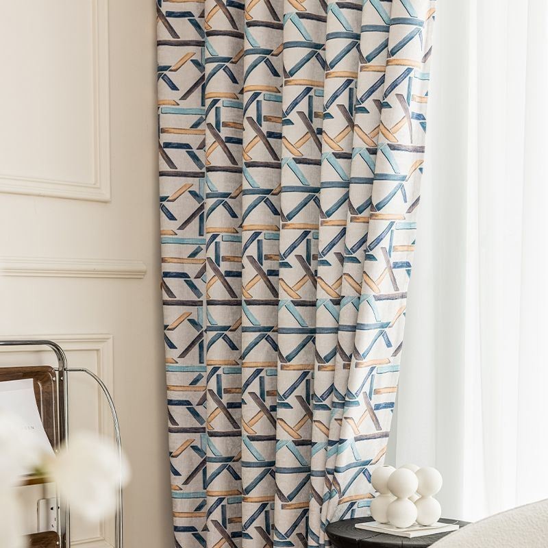 Cortinas Blackout Geométricas Estampadas Nordic Snow Neil