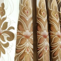 Cortina Bordada Em Chenille Sob Medida, Cortina Semi Blackout Com Estampa De Flores Europeias Para Sala De Estar E Quarto