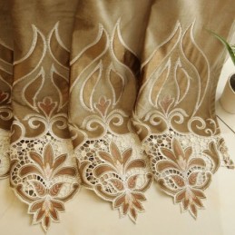 Cortina Bordada Em Chenille Sob Medida, Cortina Semi Blackout Com Estampa De Flores Europeias Para Sala De Estar E Quarto