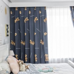 Cortina De Algodão Sob Medida Cortina Com Estampa De Urso Estilo Infantil