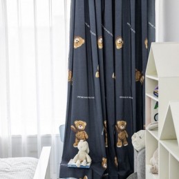 Cortina De Algodão Sob Medida Cortina Com Estampa De Urso Estilo Infantil