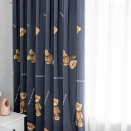 Cortina De Algodão Sob Medida Cortina Com Estampa De Urso Estilo Infantil