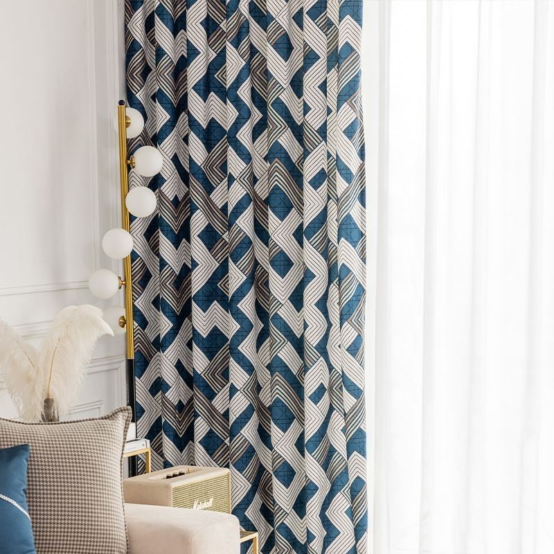 Cortinas De Chenille Com Estampa Geométrica E Estilo Nórdico Blackout