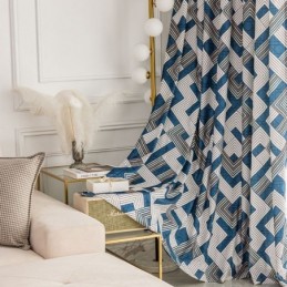 Cortinas De Chenille Com Estampa Geométrica E Estilo Nórdico Blackout
