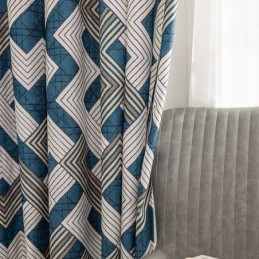 Cortinas De Chenille Com Estampa Geométrica E Estilo Nórdico Blackout