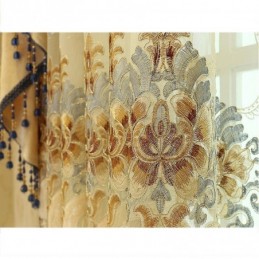 Cortina Semi Blackout Feita Sob Medida Cortina Bordada De Flores Europeias Imitação De Caxemira Para Sala De Estar
