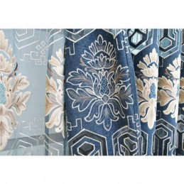 Cortina Blackout Semi-Chenille Sob Medida Com Bordado De Flores Europeias Para Sala De Estar E Quarto