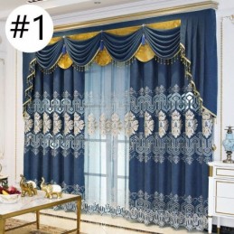 Cortina Blackout Semi-Chenille Sob Medida Com Bordado De Flores Europeias Para Sala De Estar E Quarto