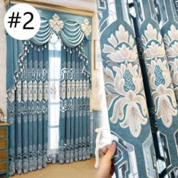 Cortina Blackout Semi-Chenille Sob Medida Com Bordado De Flores Europeias Para Sala De Estar E Quarto