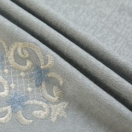 Cortina Blackout Semi-Chenille Sob Medida Com Bordado De Flores Europeias Para Sala De Estar E Quarto