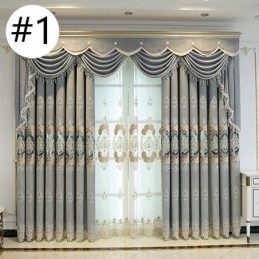 Cortina Blackout Semi-Chenille Sob Medida Com Bordado De Flores Europeias Para Sala De Estar E Quarto