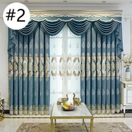 Cortina Blackout Semi-Chenille Sob Medida Com Bordado De Flores Europeias Para Sala De Estar E Quarto